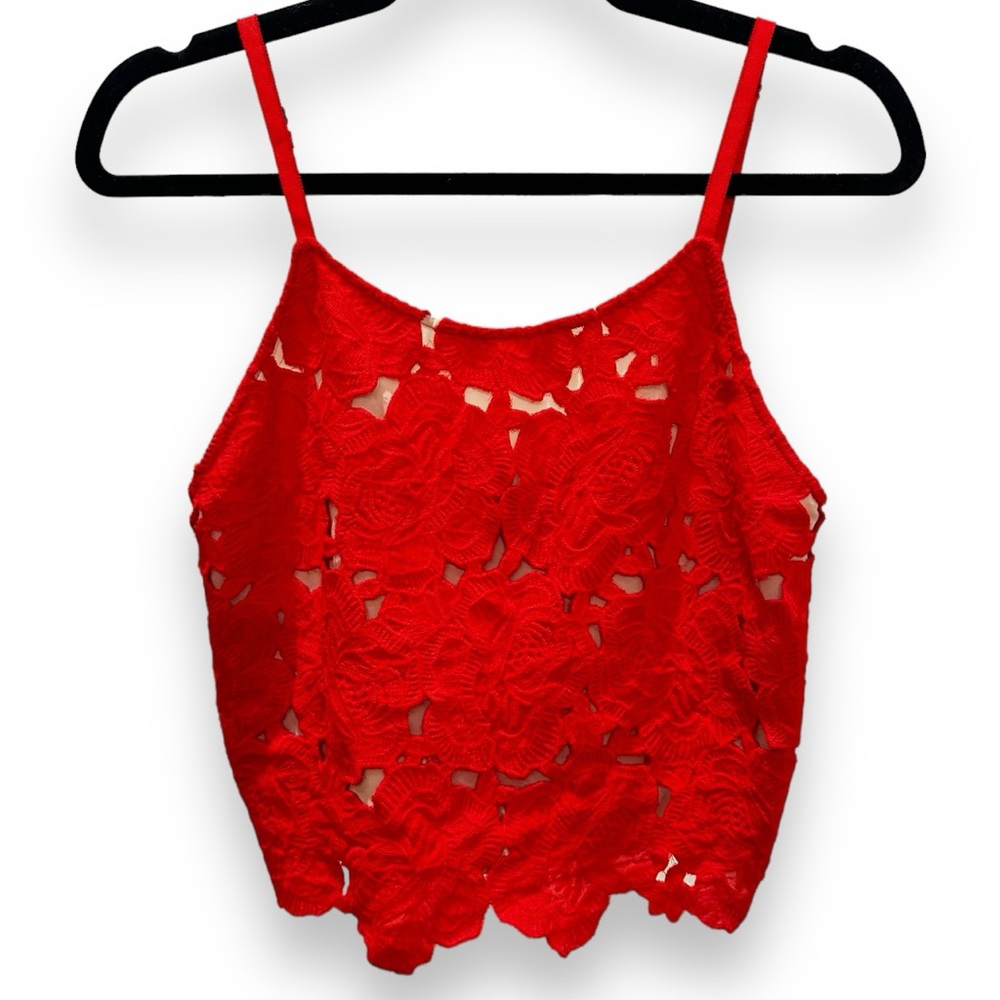 Alice + Olivia red lace top